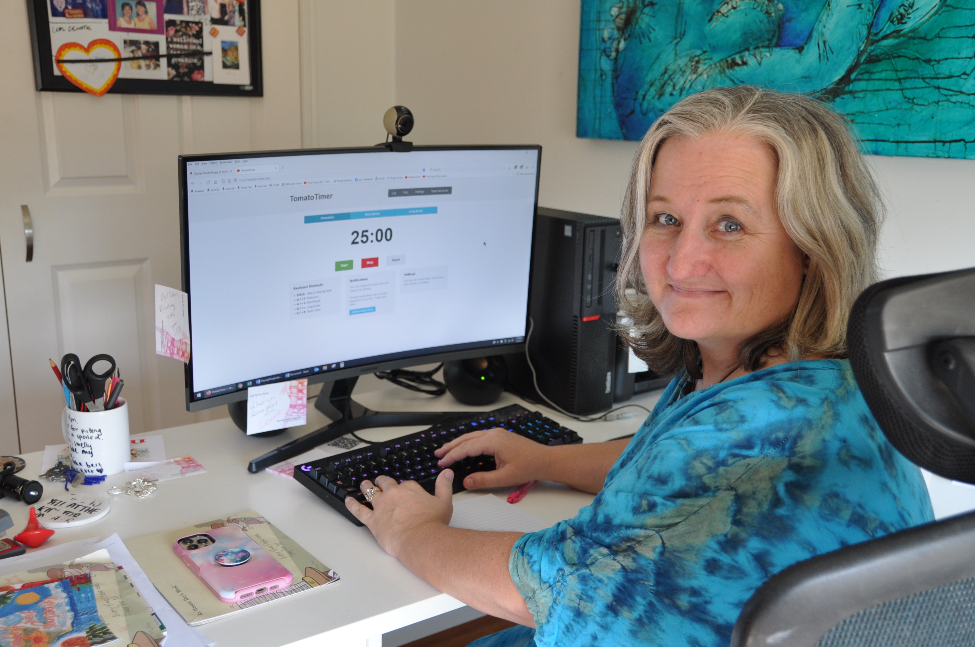 Amy at desk